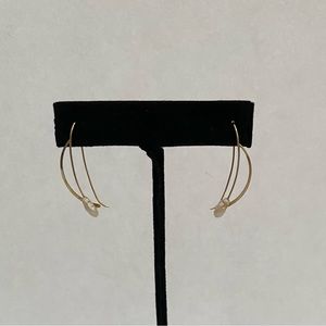 Gold, Floating Pearl Drop, Threader Earrings